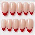 Arlene handcrafted press-on nails in natural, nude & red | Eleanor May Collective
